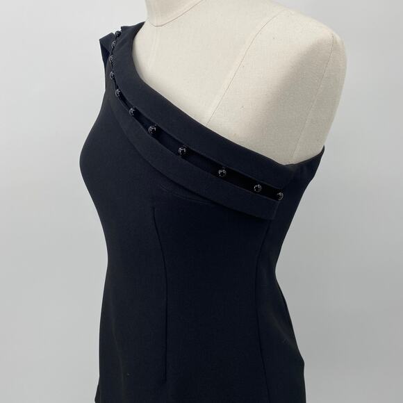 Keepsake the Label Mini Dress Beaded Trim One Shoulder Long Sleeve Black Small - Picture 6 of 10